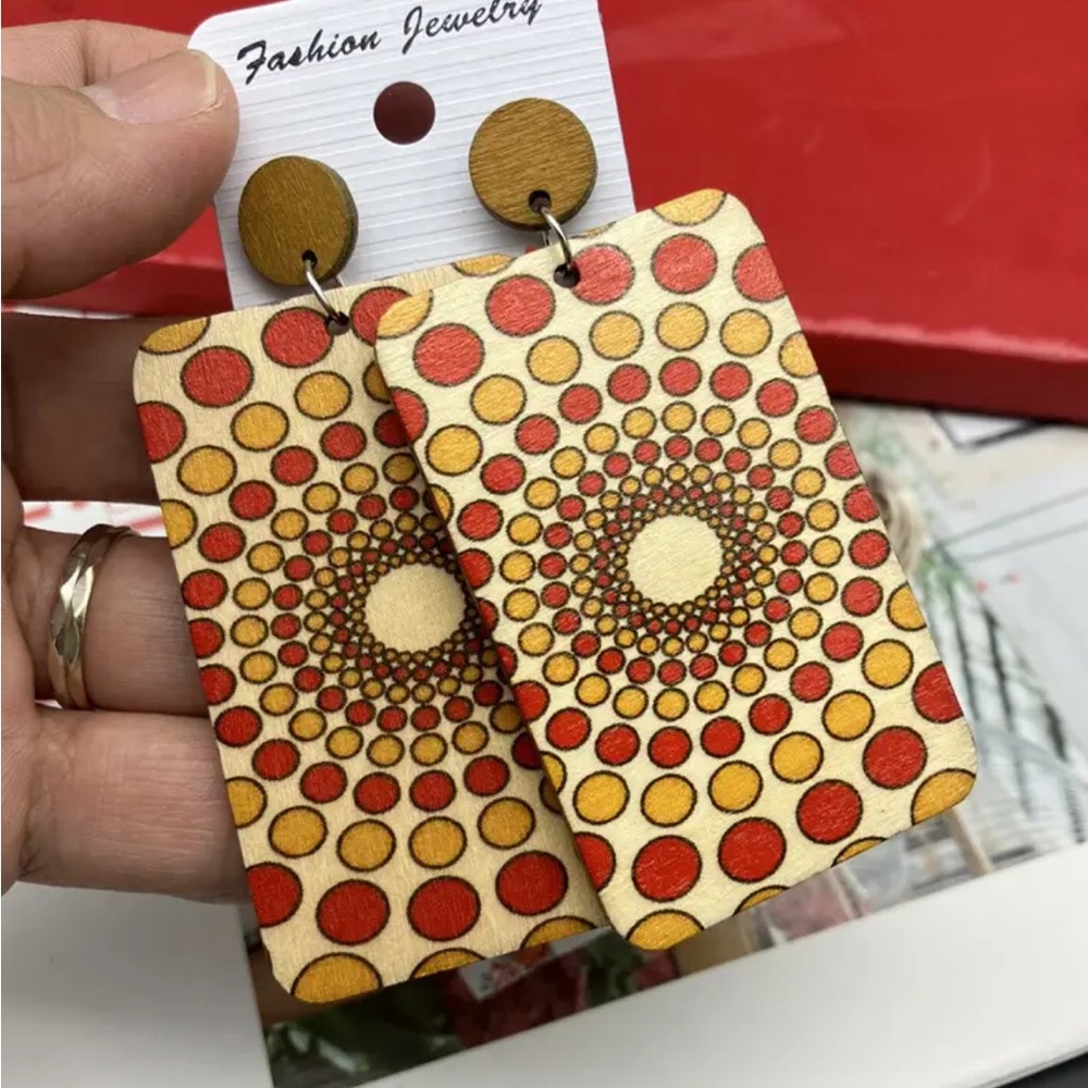 Large Colorful Patterned Dangle Earrings